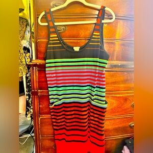 Andrea Jovine Colorful Striped Mini Dress